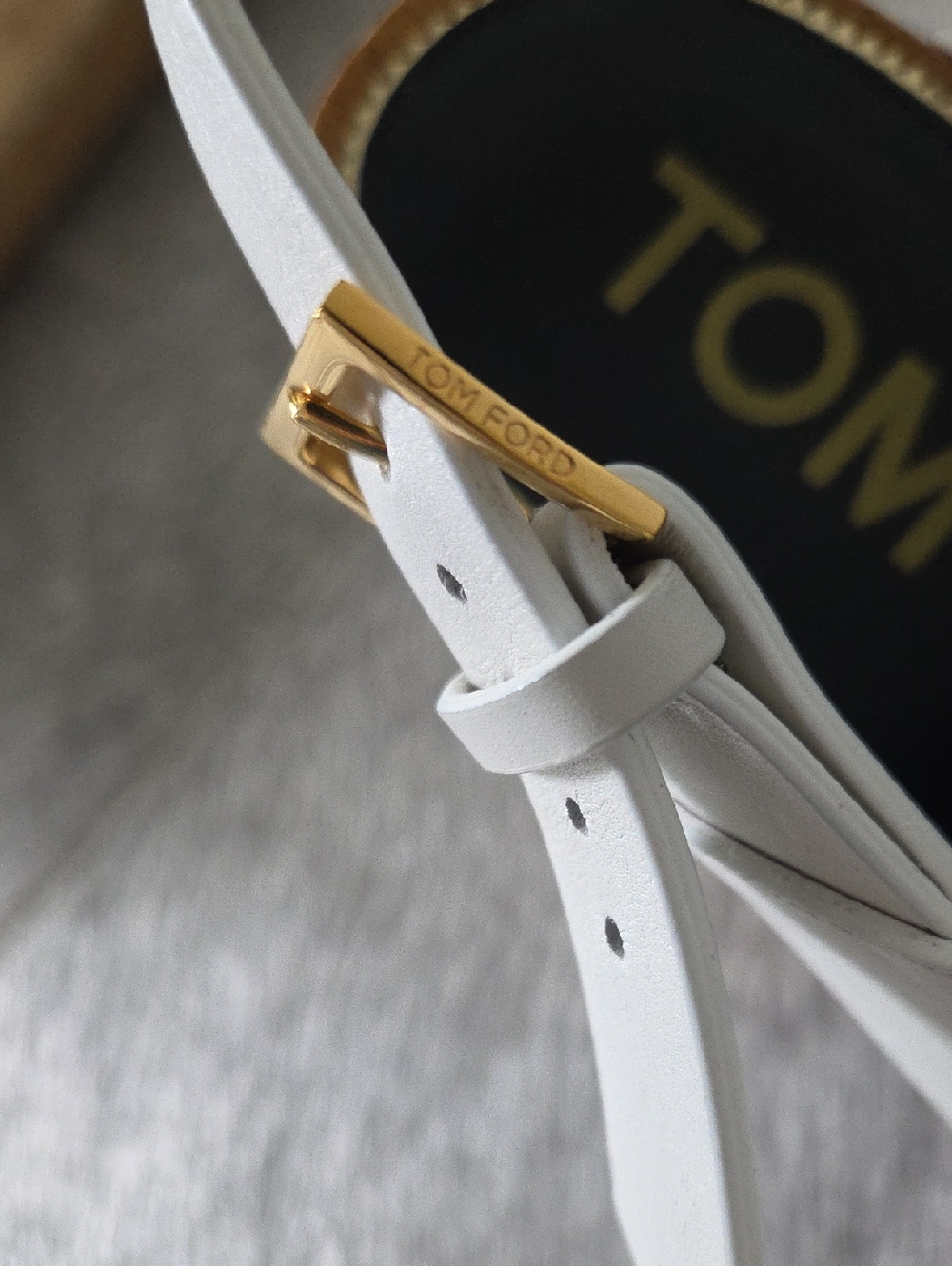TOM FORD TF Calf Clog | White Leather Studded Platform Heel - Picture 10 of 11